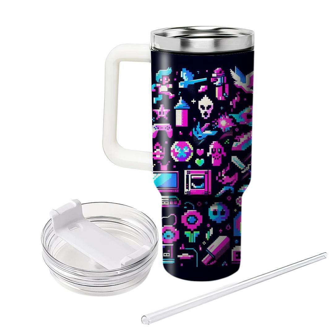 Pixel Perfect Retro  Personalized Tumblers