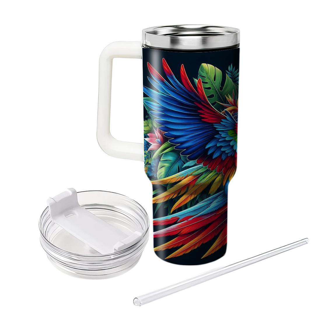 Vibrant Macaw Dance  Travel Tumblers