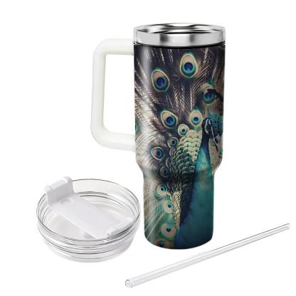 Radiant Peacock Majesty  Travel Tumblers