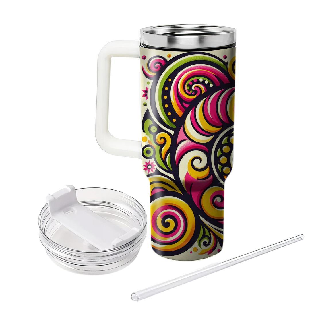 Lively Spiral Floral  Tumblers With Lids