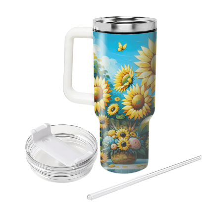 Joyful Sunflower Symphony  Tumblers With Lids