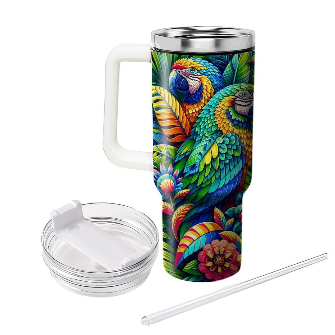 Whimsical Parrot Party  Tumblers With Lids