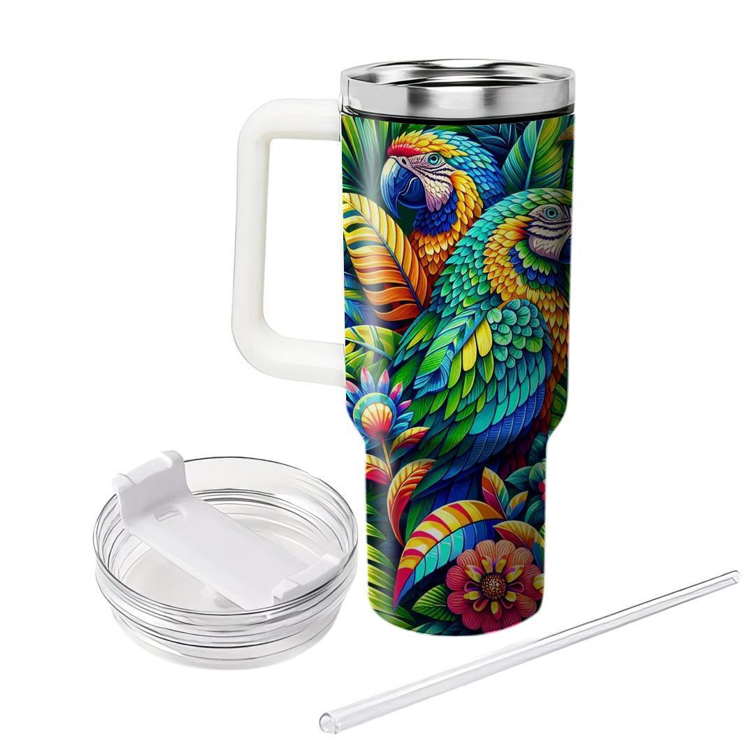 Whimsical Parrot Party  Tumblers With Lids