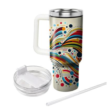 Abstract Dots And Lines  Travel Tumblers