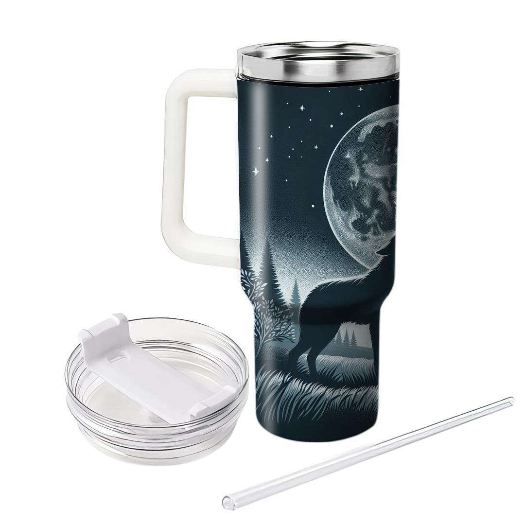 Mysterious Wolf Night  Tumblers With Lids