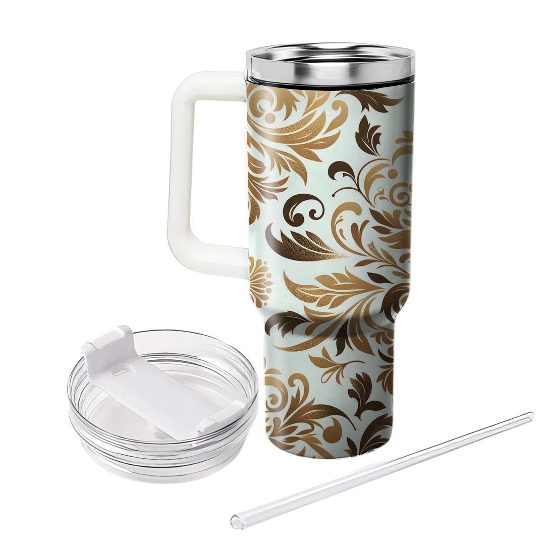 Elegant Gold Leaf Motif  Insulated Tumblers