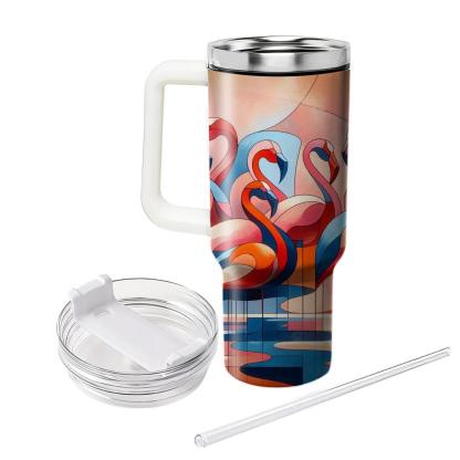 Abstract Flamingo Harmony  Tumblers With Lids