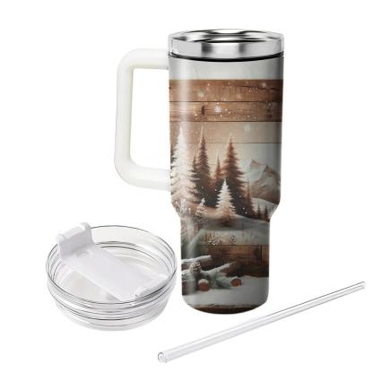 Winter Rustic Lodge  Travel Tumblers