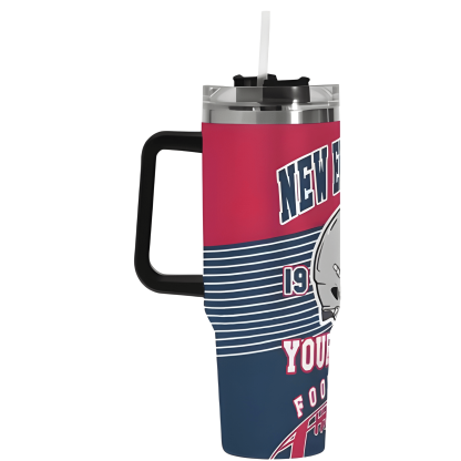 Custom New England Stainless Steel Cup with Name Straw And  Handle