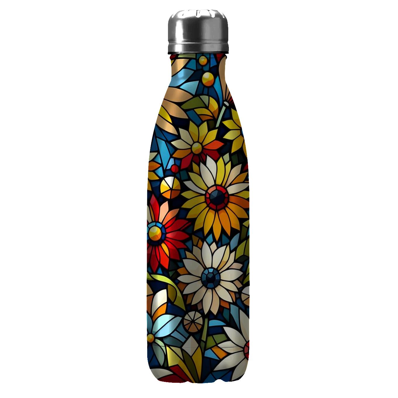 Bright Floral Mosaic Tumblers With Lids