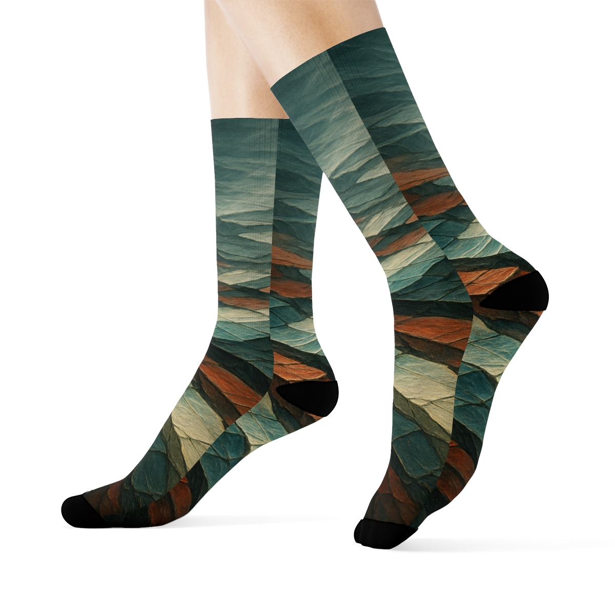 Prismatic Faultline Tapestry unique printed sockscustom socks