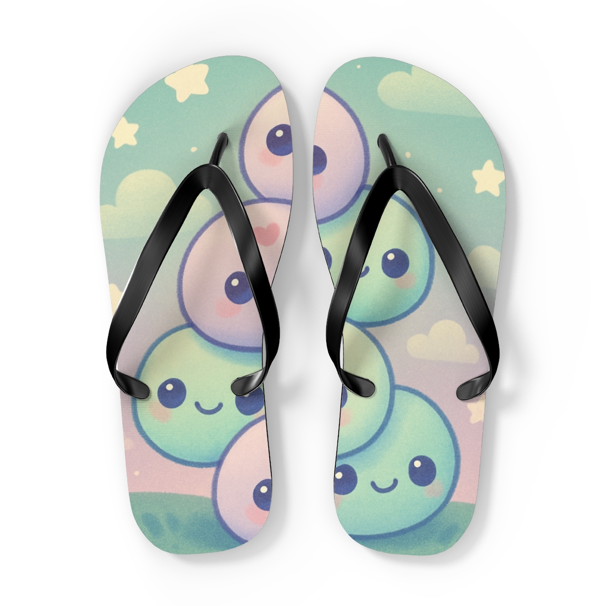 Mochi Moon Pals colorful rubber flip flops