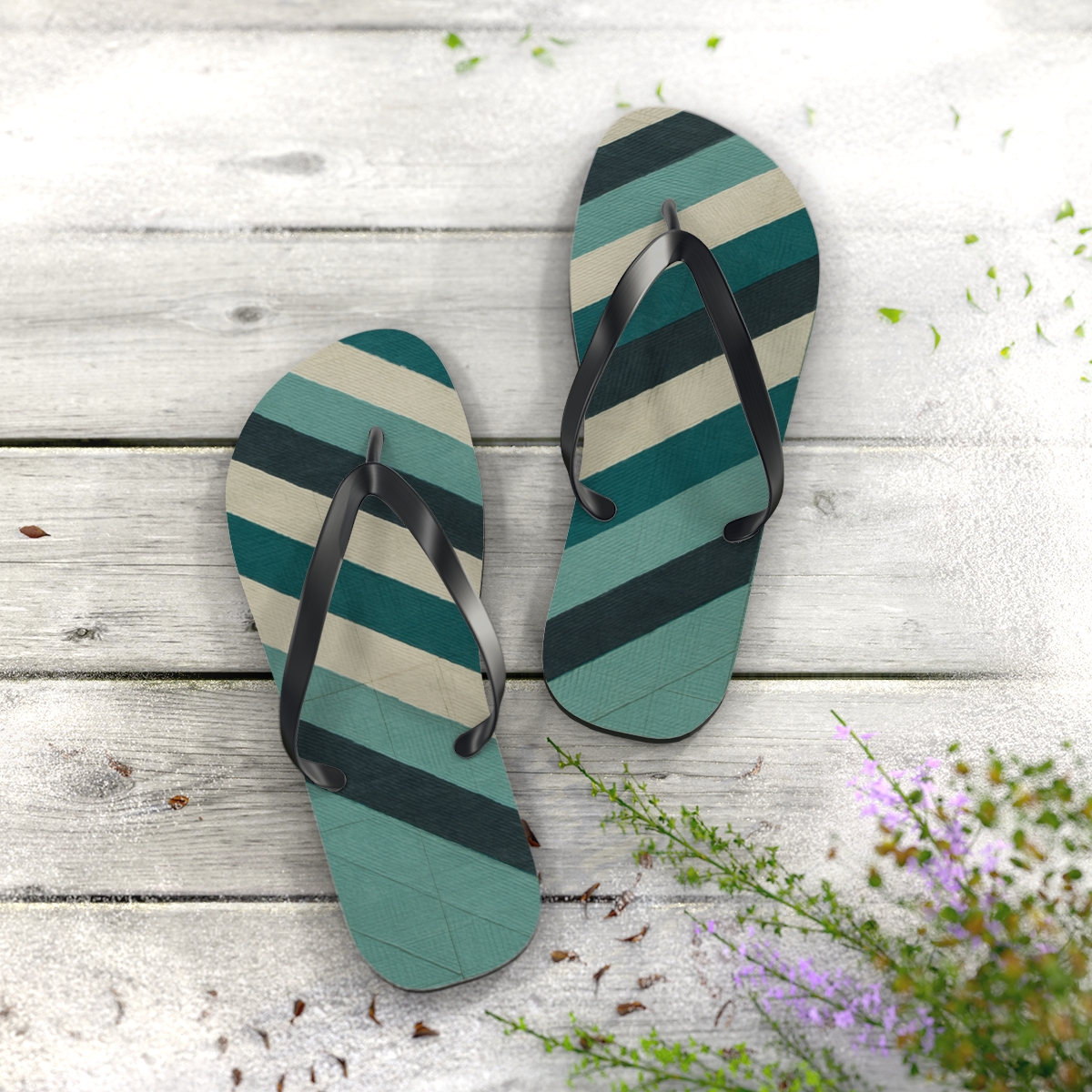 Moire Chevron Labyrinth personalized beach flip flops