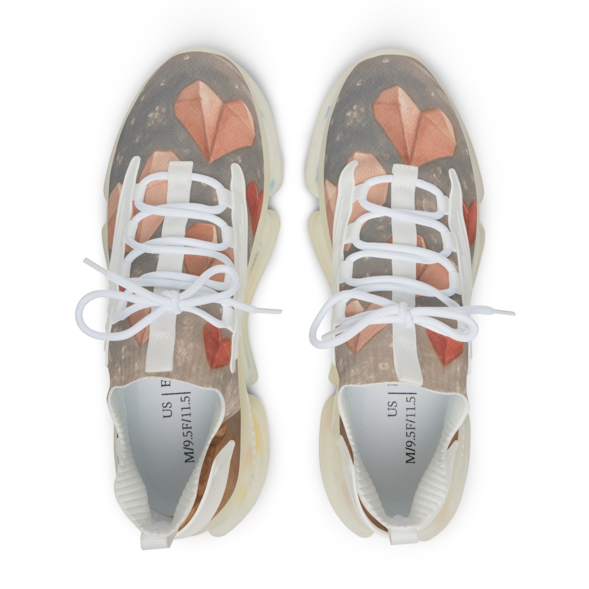 Valentine Paper Heart Snowglobe personalized athletic sneakers