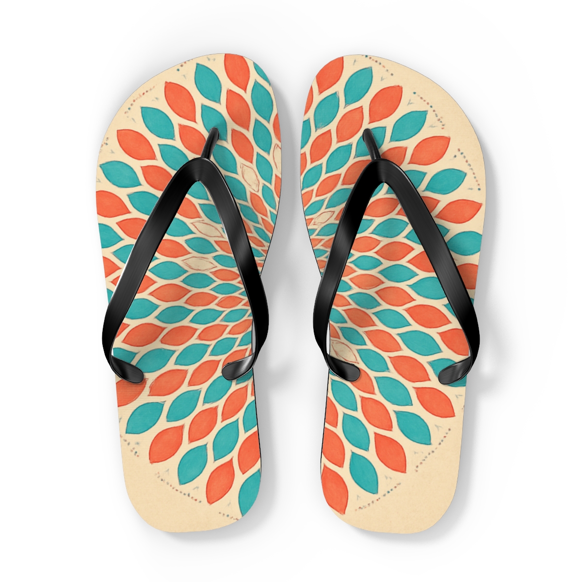Petal Orbit Mosaic colorful rubber flip flops