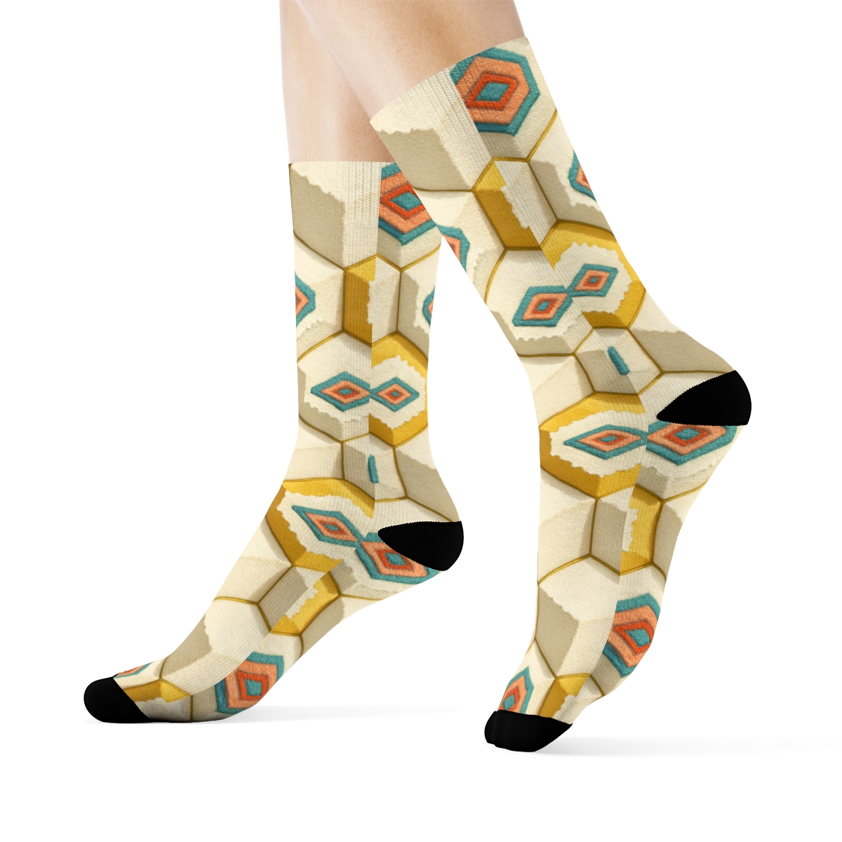 Hex Fringe Tessellation Bloom comfortable cotton socks