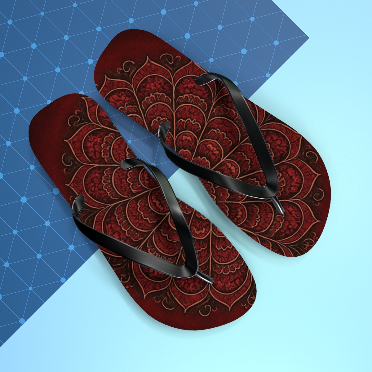 Crimson Spiral Rosette Atlas comfortable casual flip flops