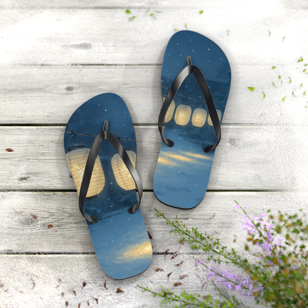 Winter Lantern Constellation comfortable casual flip flops
