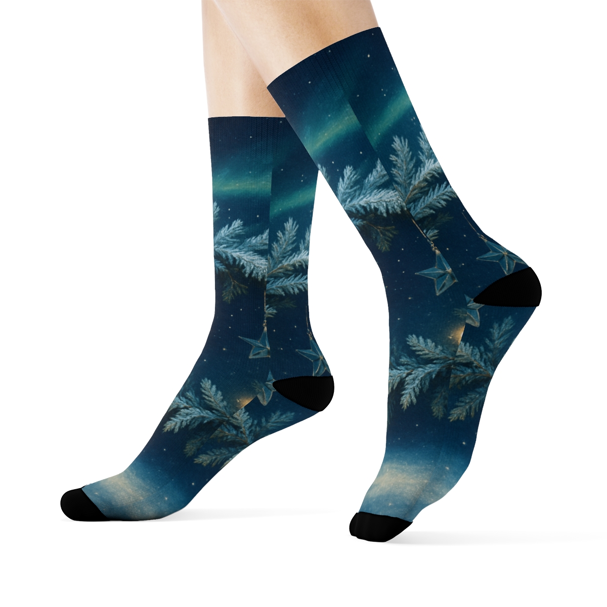 Winter Solstice Aurora Ornaments designer logo socks