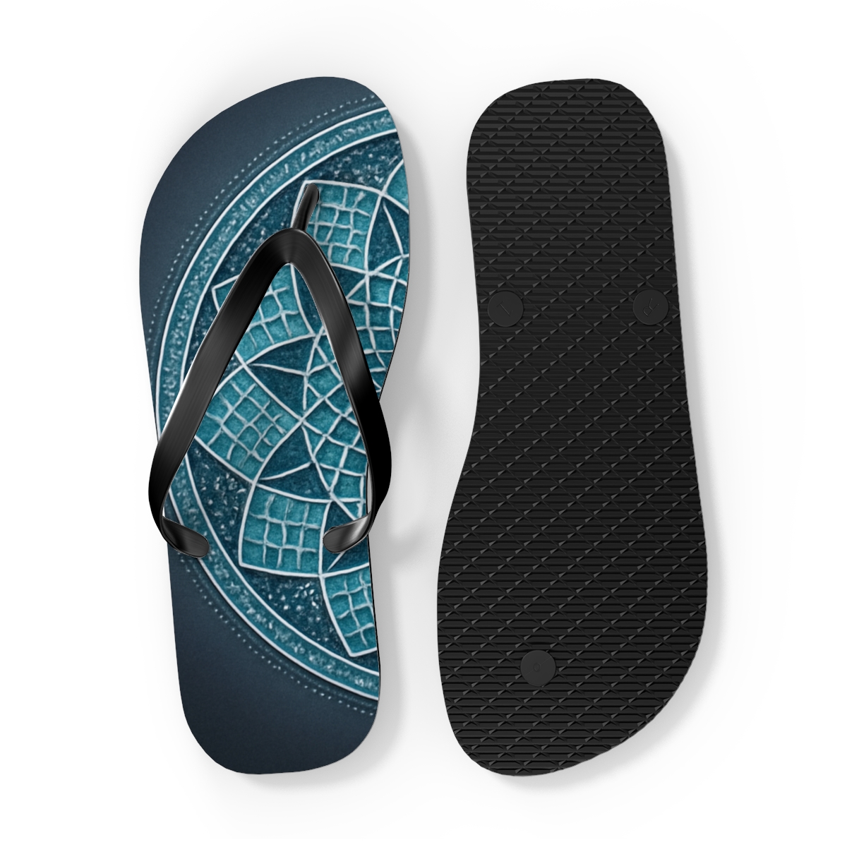 Polar Lattice Halo Mandala colorful rubber flip flops