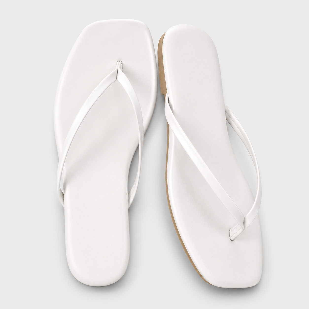 Memory Foam Vegan Leather Flip Flop Sandals For Women