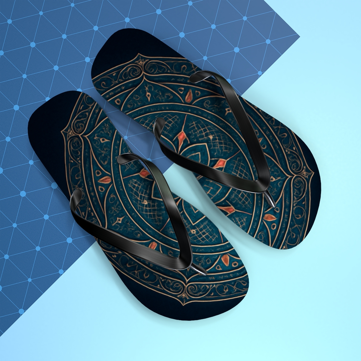 Nebula Filigree Compasswheel trendy printed flip flops