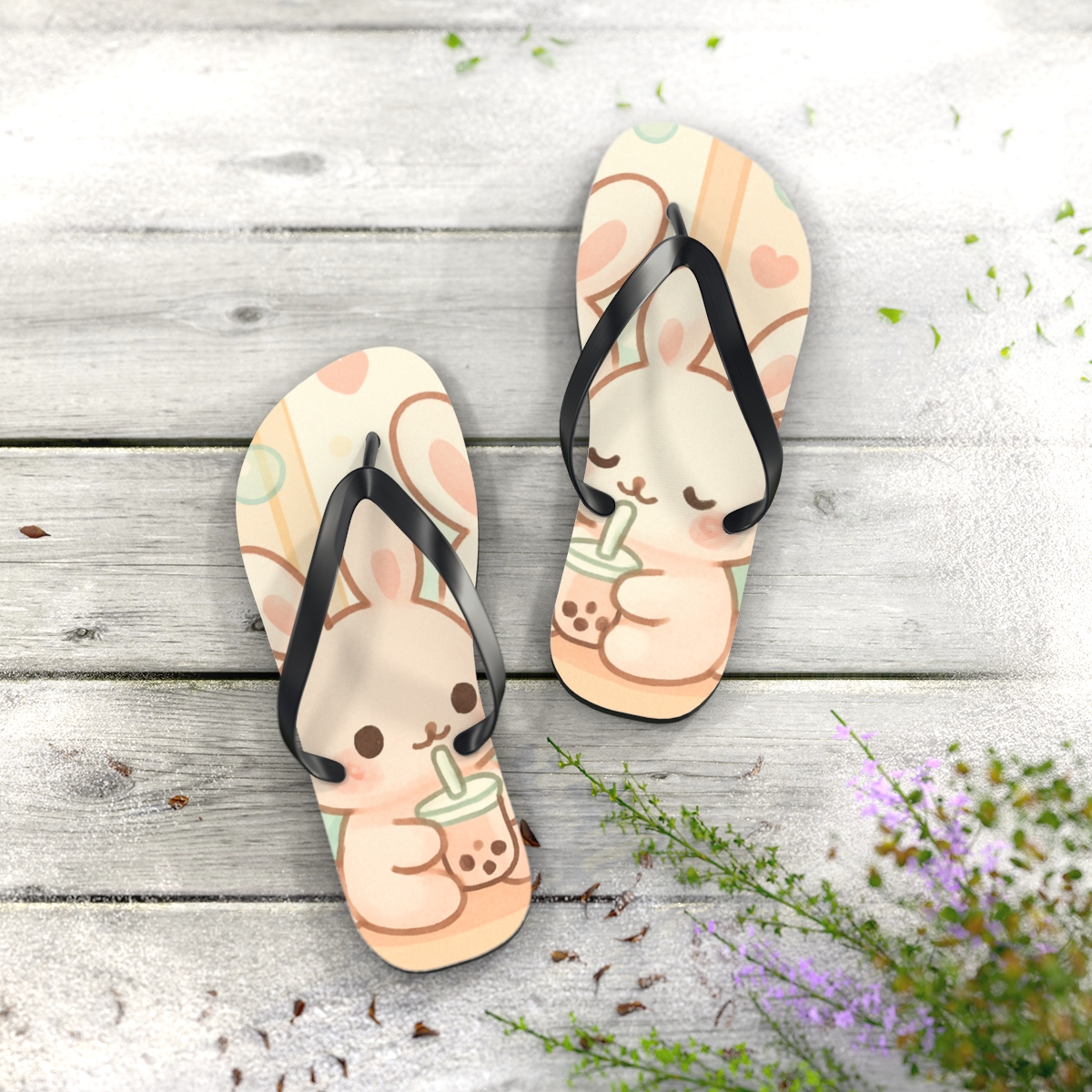 Pastel Bunny Bliss Flip Flops