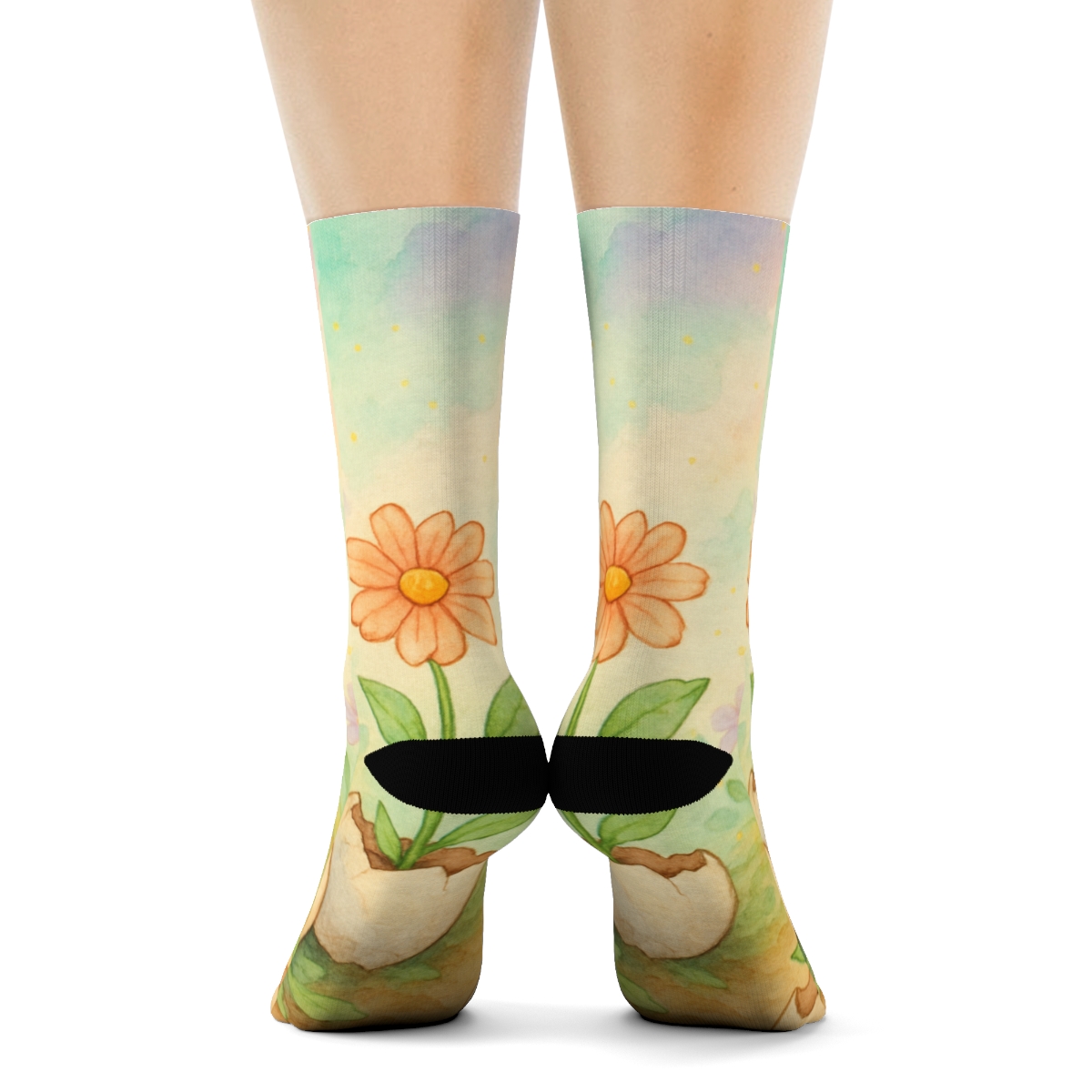 Spring Equinox Eggshell Nebula Garden designer logo socks