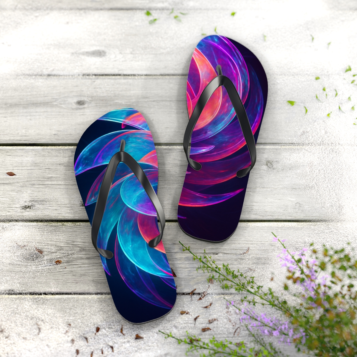 Iridescent Pulse Of The Mantis Shrimp stylish summer flip flops