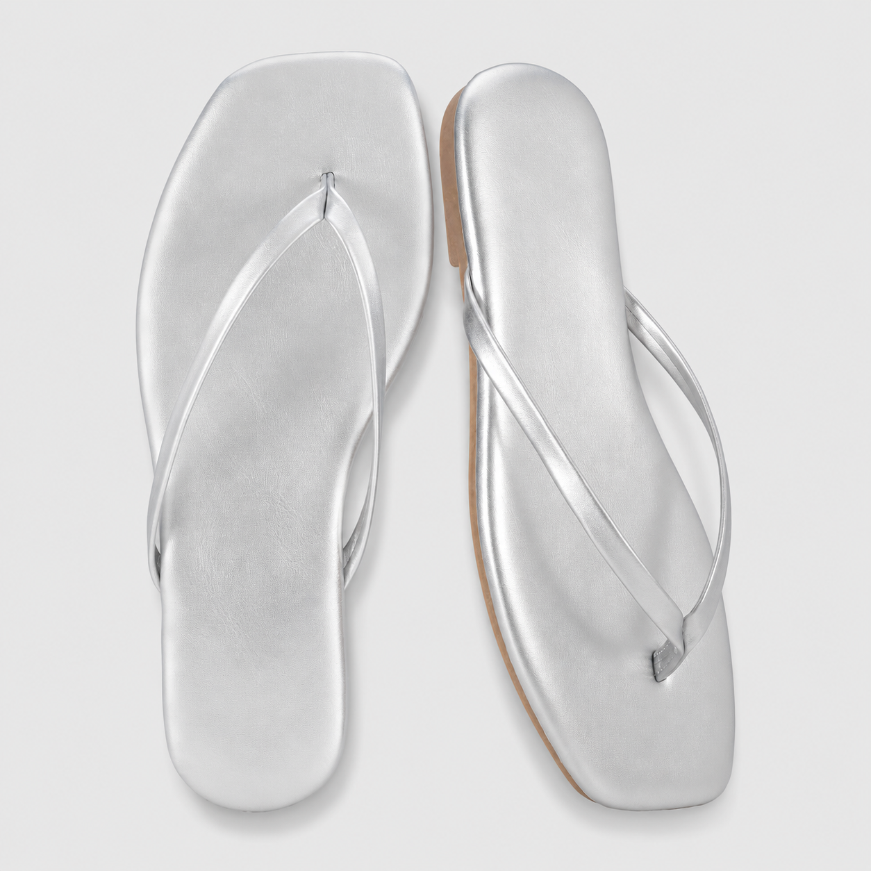 Memory Foam Vegan Leather Flip Flop Sandals For Women