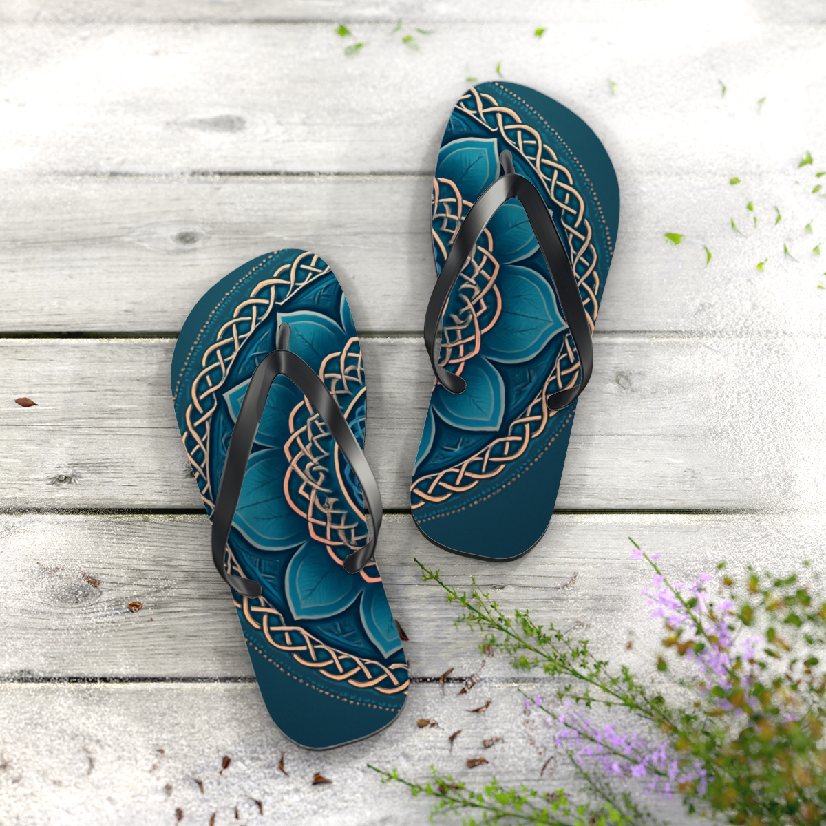 Prismatic Lattice Rosette soft sole flip flops