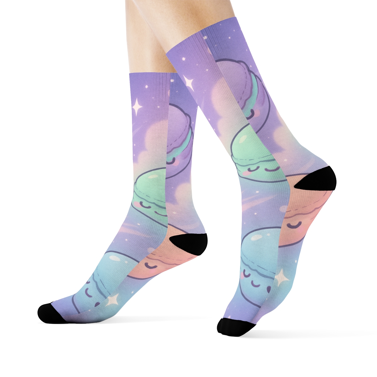 Cosmic Macaron Meteors personalized cozy socks