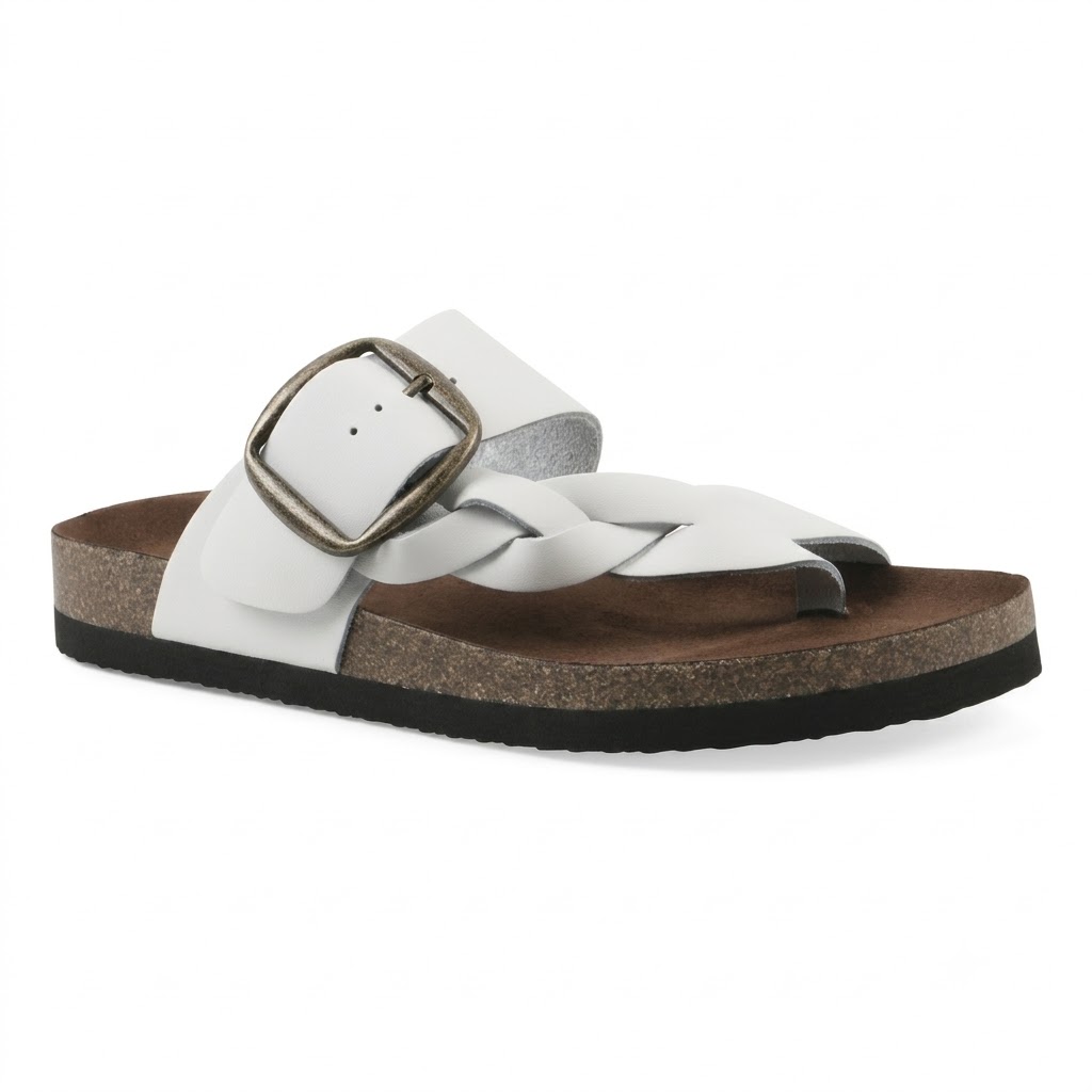 Braided Strap Casual Footbed Leather Sandals for Women