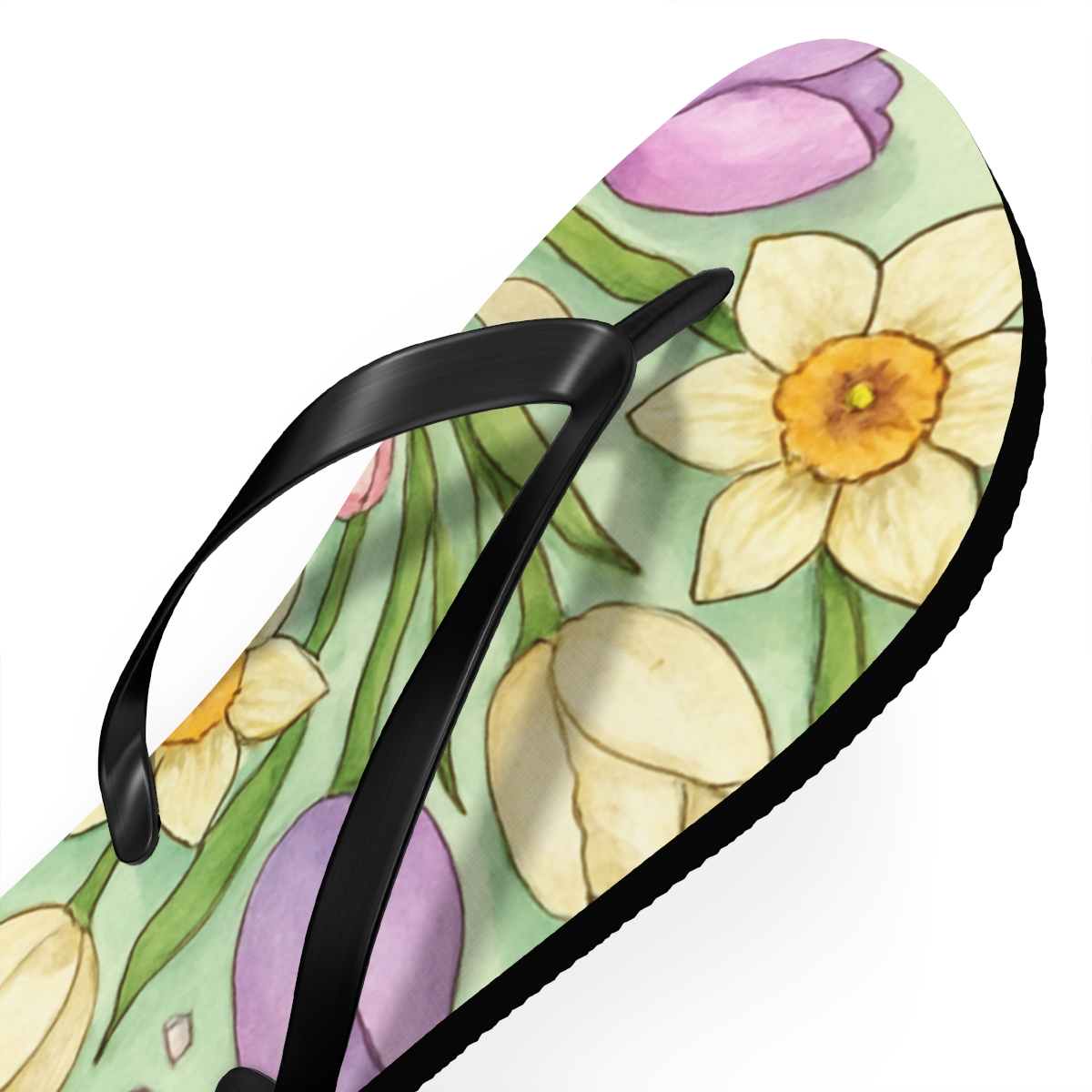 Spring Equinox Eggshell Nebula Garden soft sole flip flops