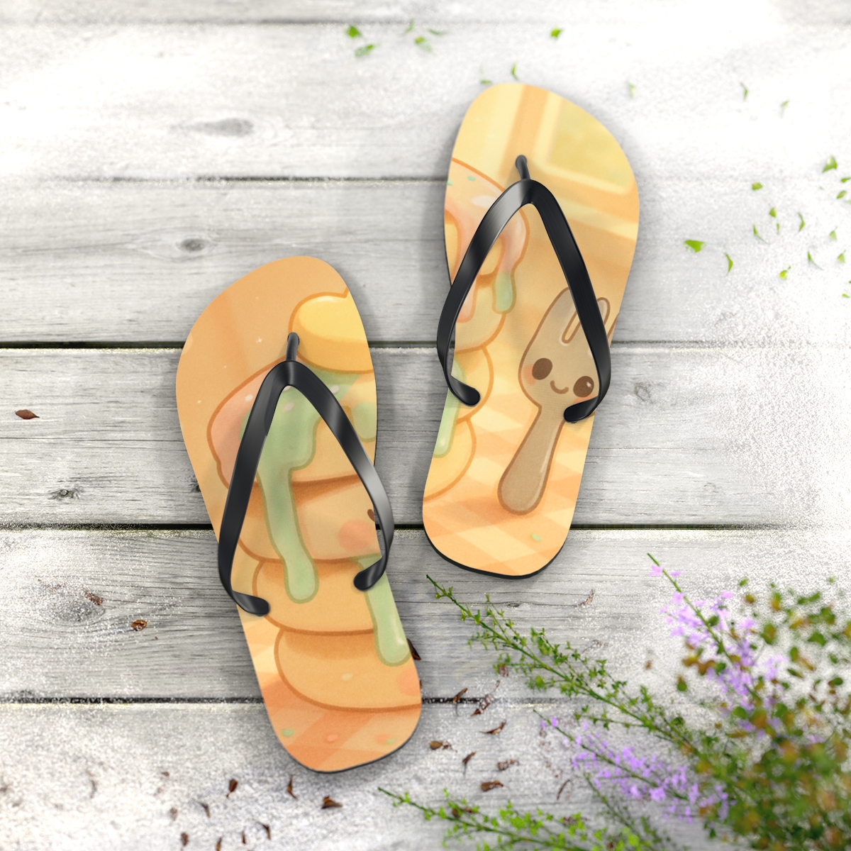 Peachy Pancake Pals comfortable casual flip flops