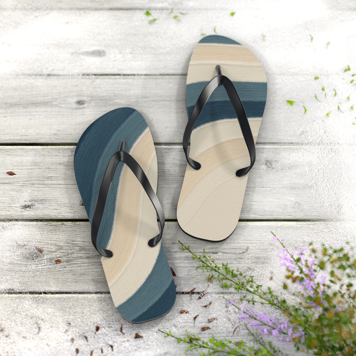 Tide Fringe Wavefront colorful rubber flip flops