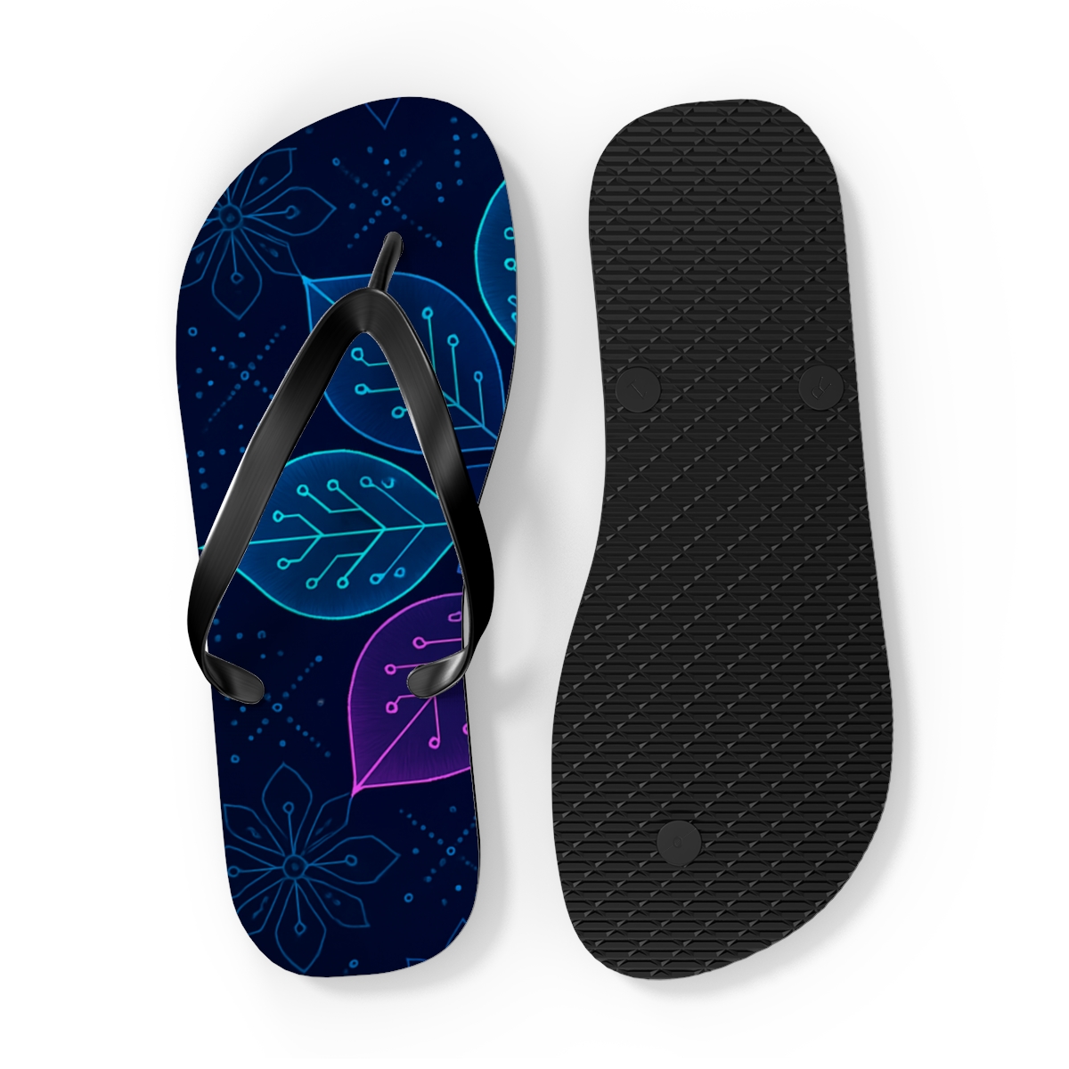 Orchid Circuit Bloom trendy printed flip flops