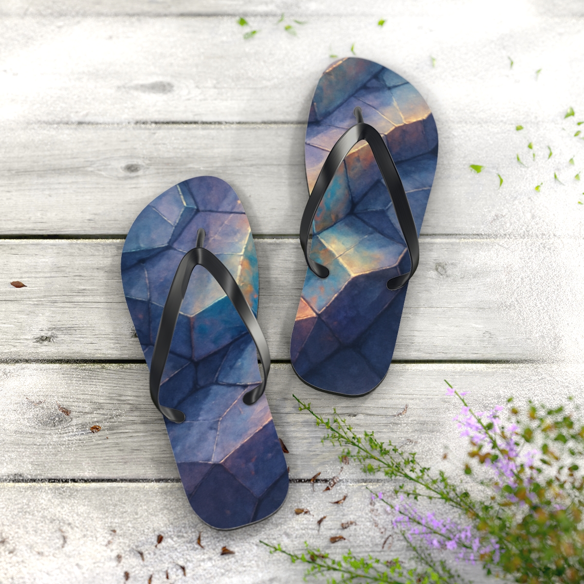 Mineral Facet Prismatic Drift personalized beach flip flops