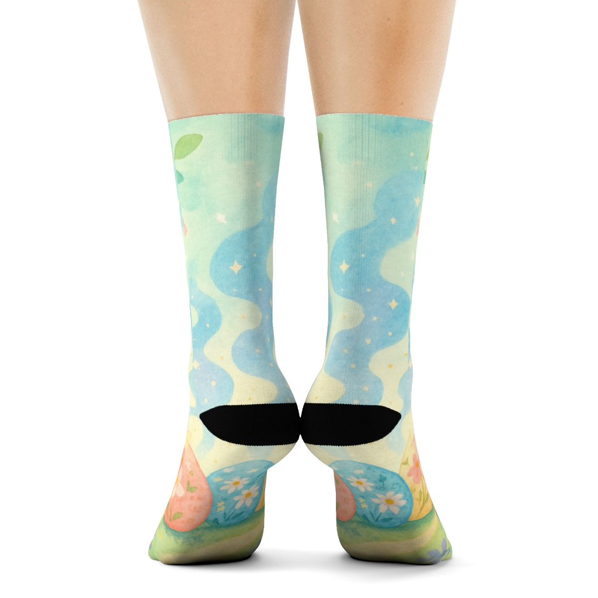 Spring Equinox Eggshell Nebula Garden designer logo socks