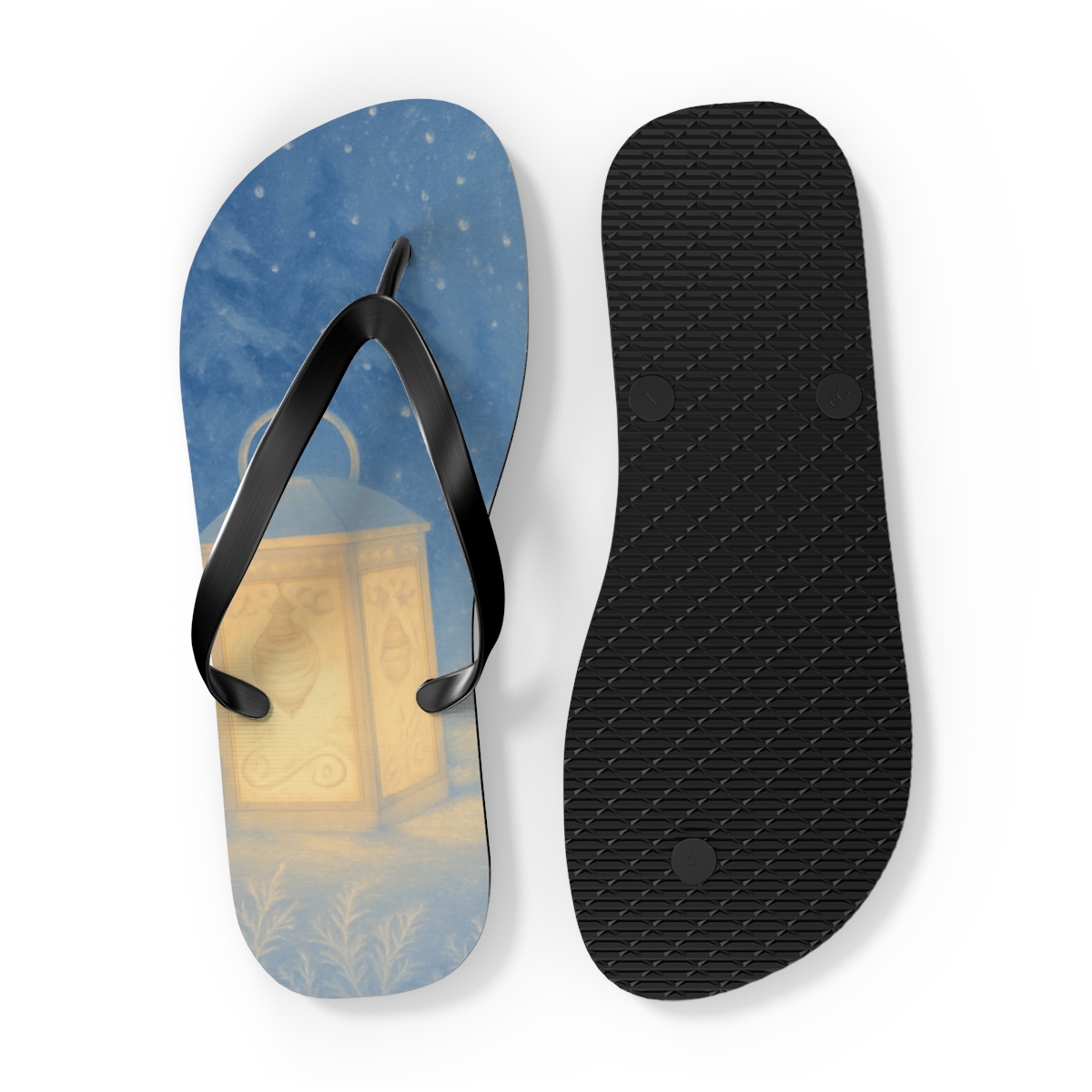 Winter Lantern Frost Waltz colorful rubber flip flops