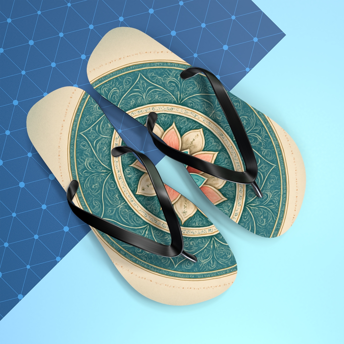 Radial Petal Engine trendy printed flip flops