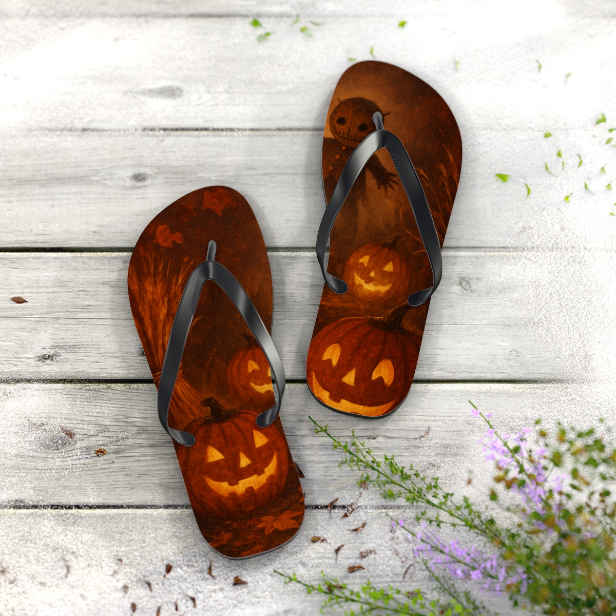 Lanternlit Harvest Masquerade comfortable casual flip flops