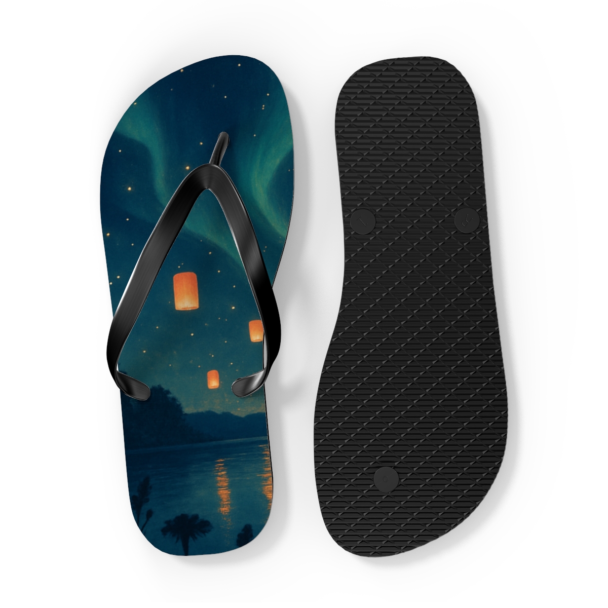 Midsummer Lantern Aurora colorful rubber flip flops