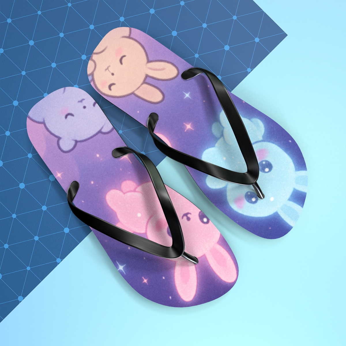 Starlight Bunny Constellation personalized beach flip flops