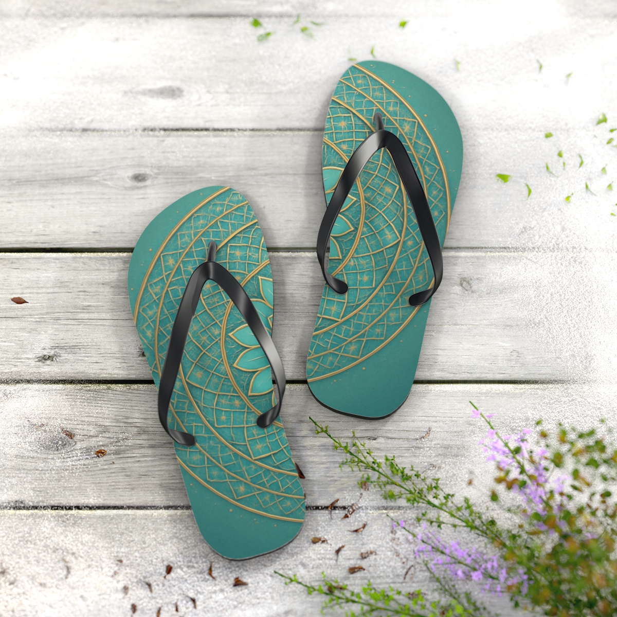 Radial Mosaic Bloom custom flip flops