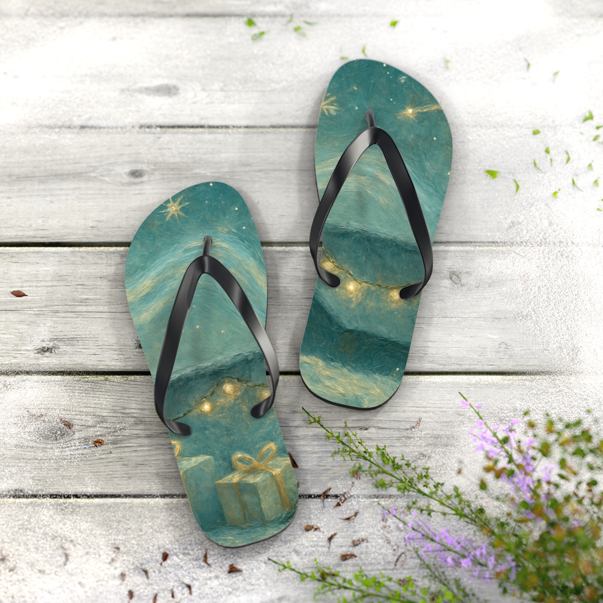 Winter Aurora Garland trendy printed flip flops