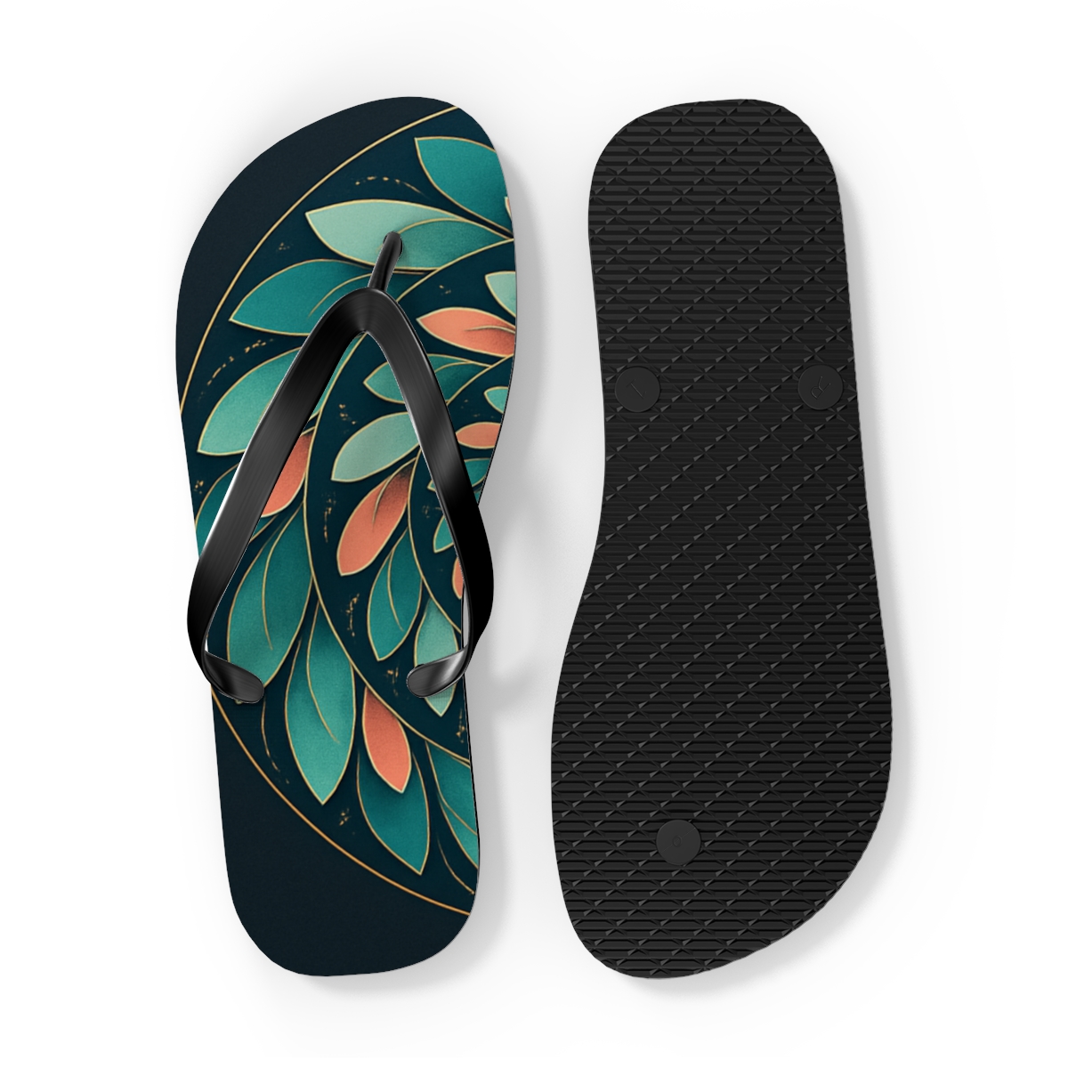 Orbiting Petal Harmonies colorful rubber flip flops