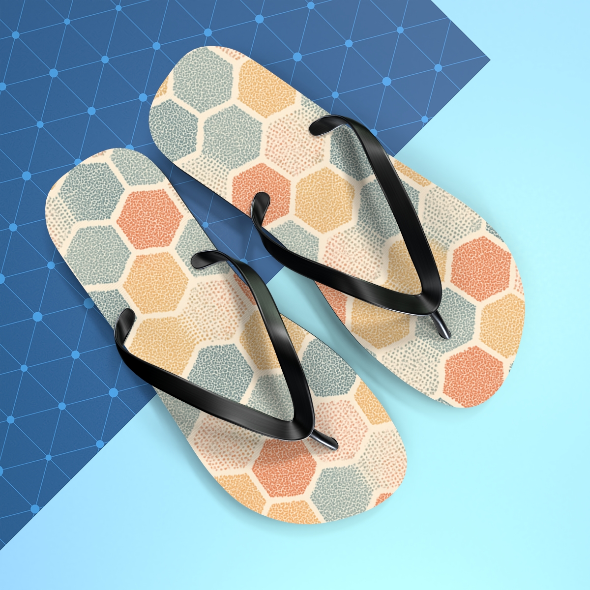 Hex Ripple Microtile Field trendy printed flip flops