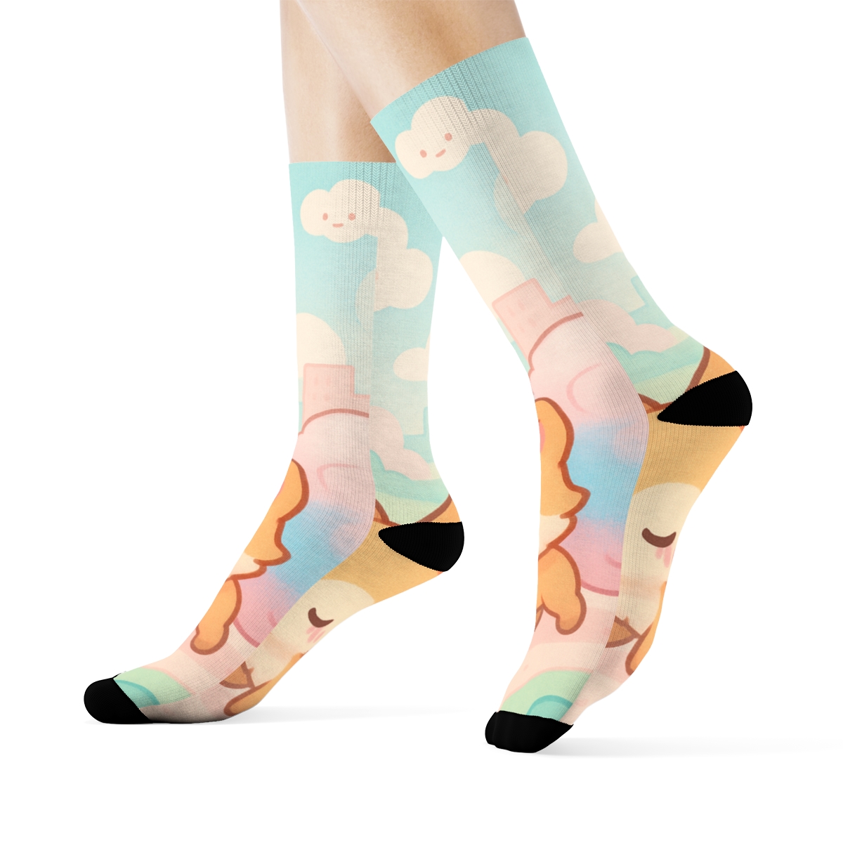 Cotton Candy Fox Stroll trendy colorful socks