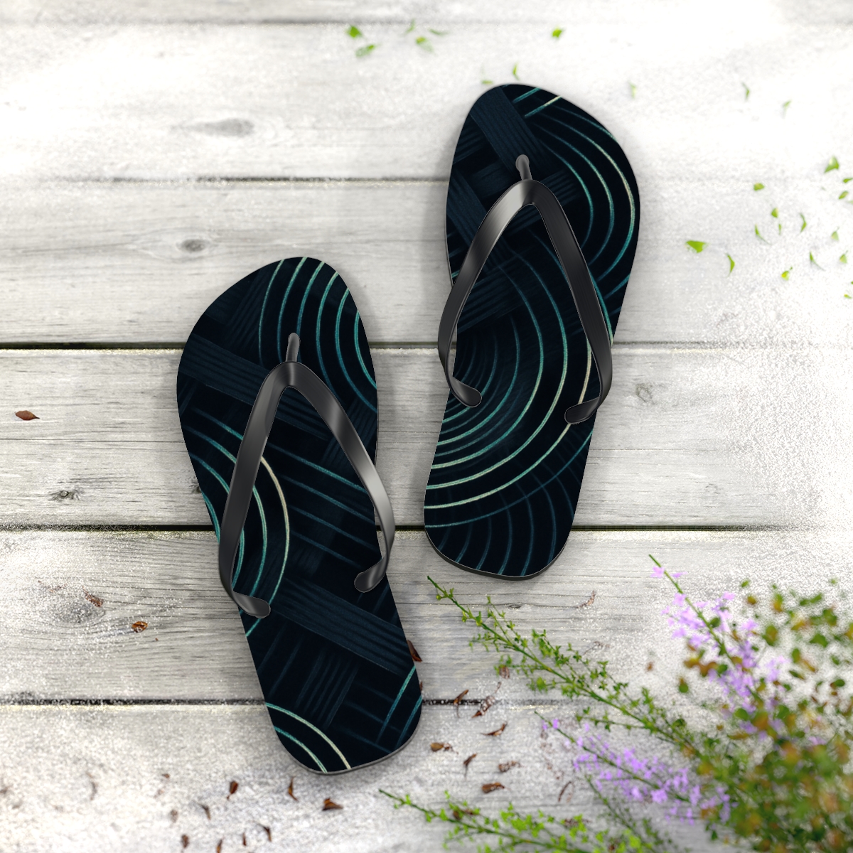 Moire Orbit Weave custom flip flops